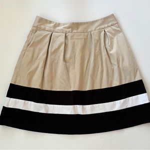 White House Black Market Tan Colorblock Striped A-Line Skirt Size 10